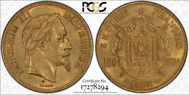 1862-A 100 Fr Gad-1136 F-551 AU58