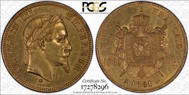 1864-A 100 Fr Gad-1136 F-551 AU55