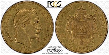 1867-A 100 Fr Gad-1136 F-551 AU50