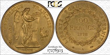 1878-A 100 Fr Gad-1137 F-552 AU58