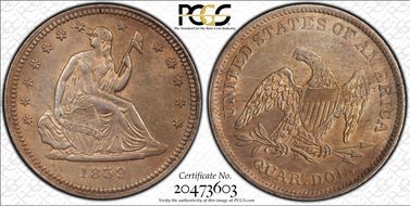 1839 25C No Drapery MS62