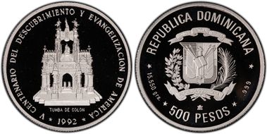 1992(c) 500 P Tomb of Columbus Pt PR69DCAM