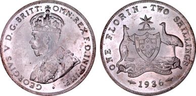 1936(m) Florin KM-27  Ag MS64