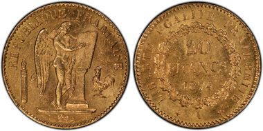1874-A 20 Fr Gad-1063 F-533 MS62