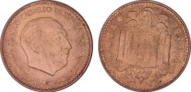 1947 Peseta (1954) MS64