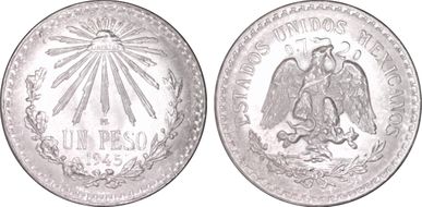 1945-M Peso KM-455 Ag MS66