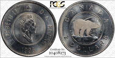 1996 $2 Canadian Planchet MS64