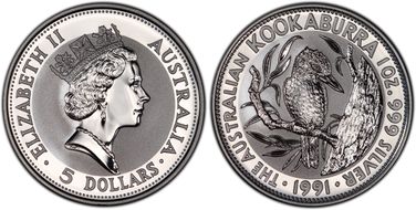 1991 $5 Kookaburra KM-138  Ag MS69