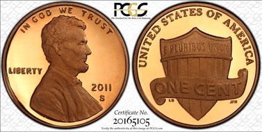 2011-S 1C Shield PR70DCAM