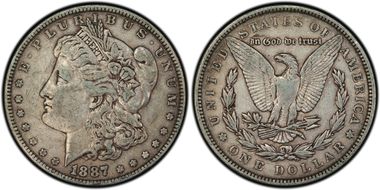 1887 $1 VAM 1B, Partial E Rev XF40