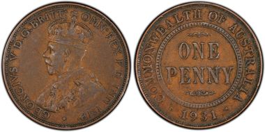 1931 (m) 1D English obverse Aligned date XF40BN