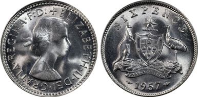 1957(m) 6D KM-58  Ag MS67