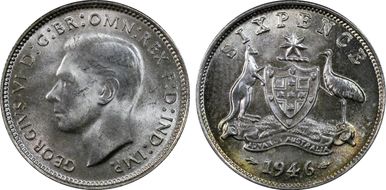 1946(m) 6D KM-38a  Ag MS64