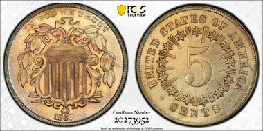 1867 5C Rays MS64