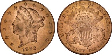 1892-S $20 MS62