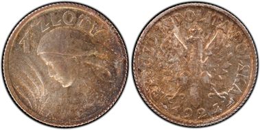 1924 Zloty Paris KM-15  Ag MS63