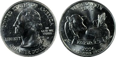 2004-D 25C Wisconsin Extra Leaf Low MS66