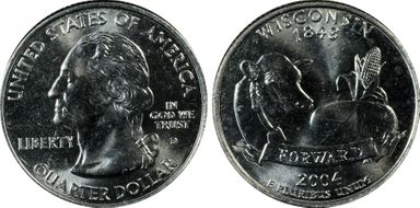 2004-D 25C Wisconsin Extra Leaf Low MS65