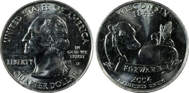 2004-D 25C Wisconsin Extra Leaf High MS65