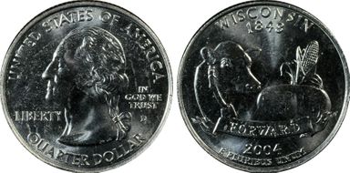 2004-D 25C Wisconsin Extra Leaf High MS65