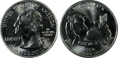 2004-D 25C Wisconsin Extra Leaf Low MS65