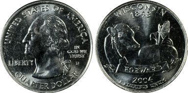 2004-D 25C Wisconsin Extra Leaf High MS65