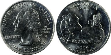 2004-D 25C Wisconsin Extra Leaf High MS65