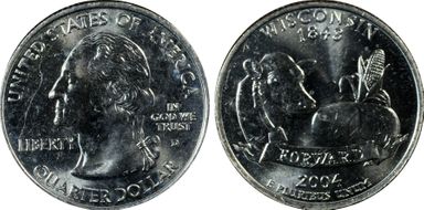 2004-D 25C Wisconsin Extra Leaf Low MS64