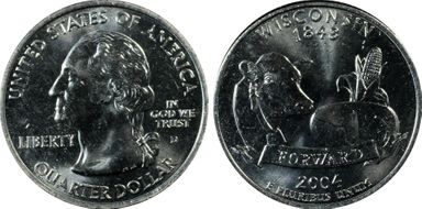 2004-D 25C Wisconsin Extra Leaf High MS65
