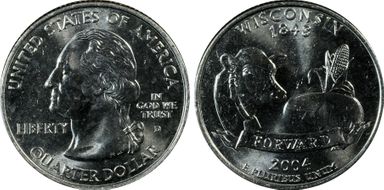 2004-D 25C Wisconsin Extra Leaf Low MS65
