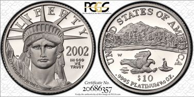 2002-W $10 Statue of Liberty PR70DCAM