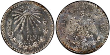 1933-M Peso KM-455  Ag MS66