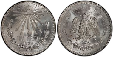 1934-M Peso KM-455  Ag MS67