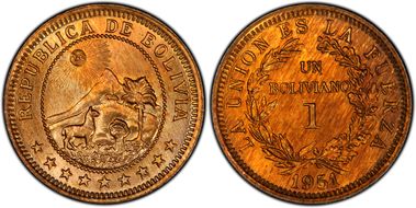 1951-H Boliv KM-184 MS65RB