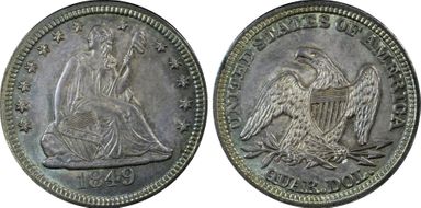 1849 25C MS63