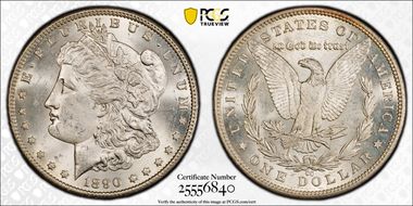 1890-CC $1 Tailbar MS64