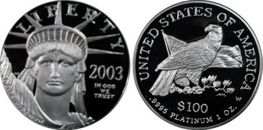 2003-W $100 Statue of Liberty PR69DCAM