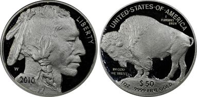 2010-W $50 American Buffalo  .9999 Fine Gold PR69DCAM