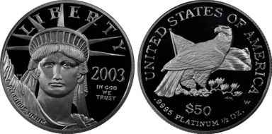2003-W $50 Statue of Liberty PR69DCAM
