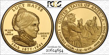 2011-W $10 Lucy Hayes First Strike PR69DCAM