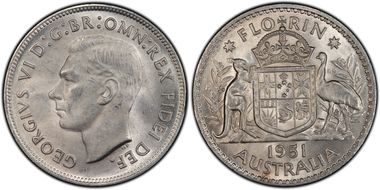 1951(m) Florin KM-48  Ag MS63