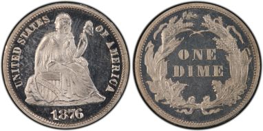 1876 10C PR65DCAM