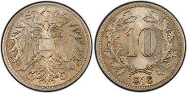 1916 10 Hel Austrian Shield KM-2825 MS65