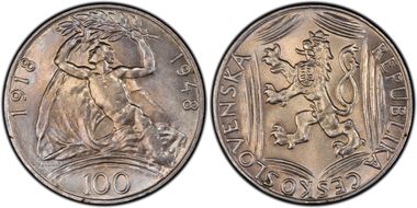1948 100 Kor KM-27 Independence MS63