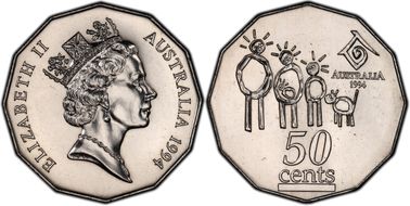 1994 50C Family Narrow Date MS66