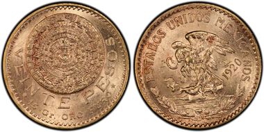 1920 20 Peso KM-478  Au MS63