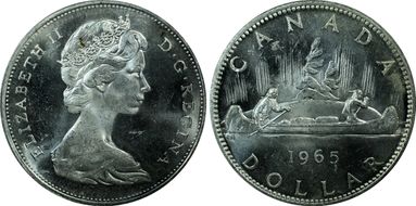 1965 S$1 Type 2 Sm Beads, Bl 5 MS64