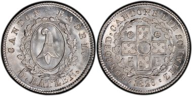 1826 5 Batz Batzen MS67
