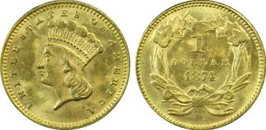 1874 G$1 MS62