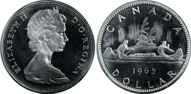 1965 S$1 Type 2 Sm Beads, Bl 5 Ag PL66